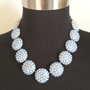 Silver Round Blue Bead Necklace